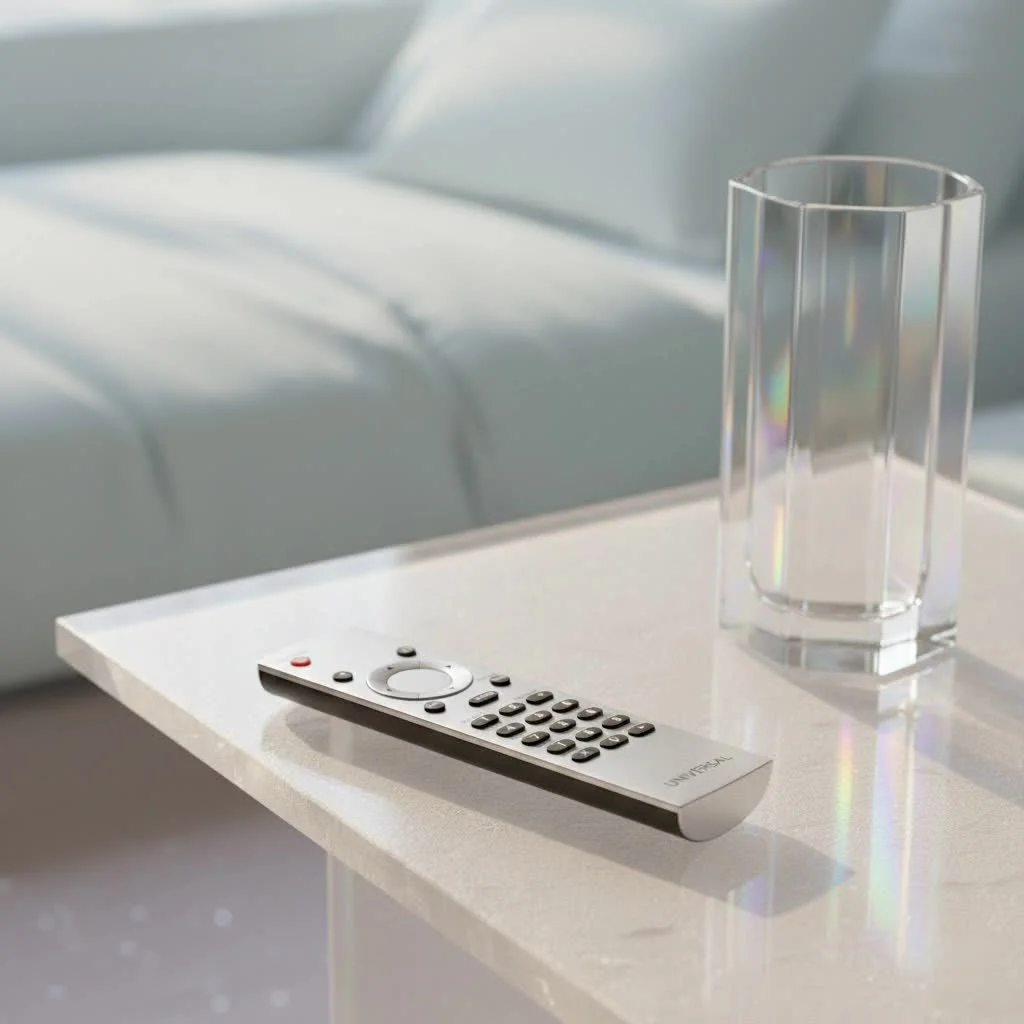 Magnavox universal remote control on a coffee table