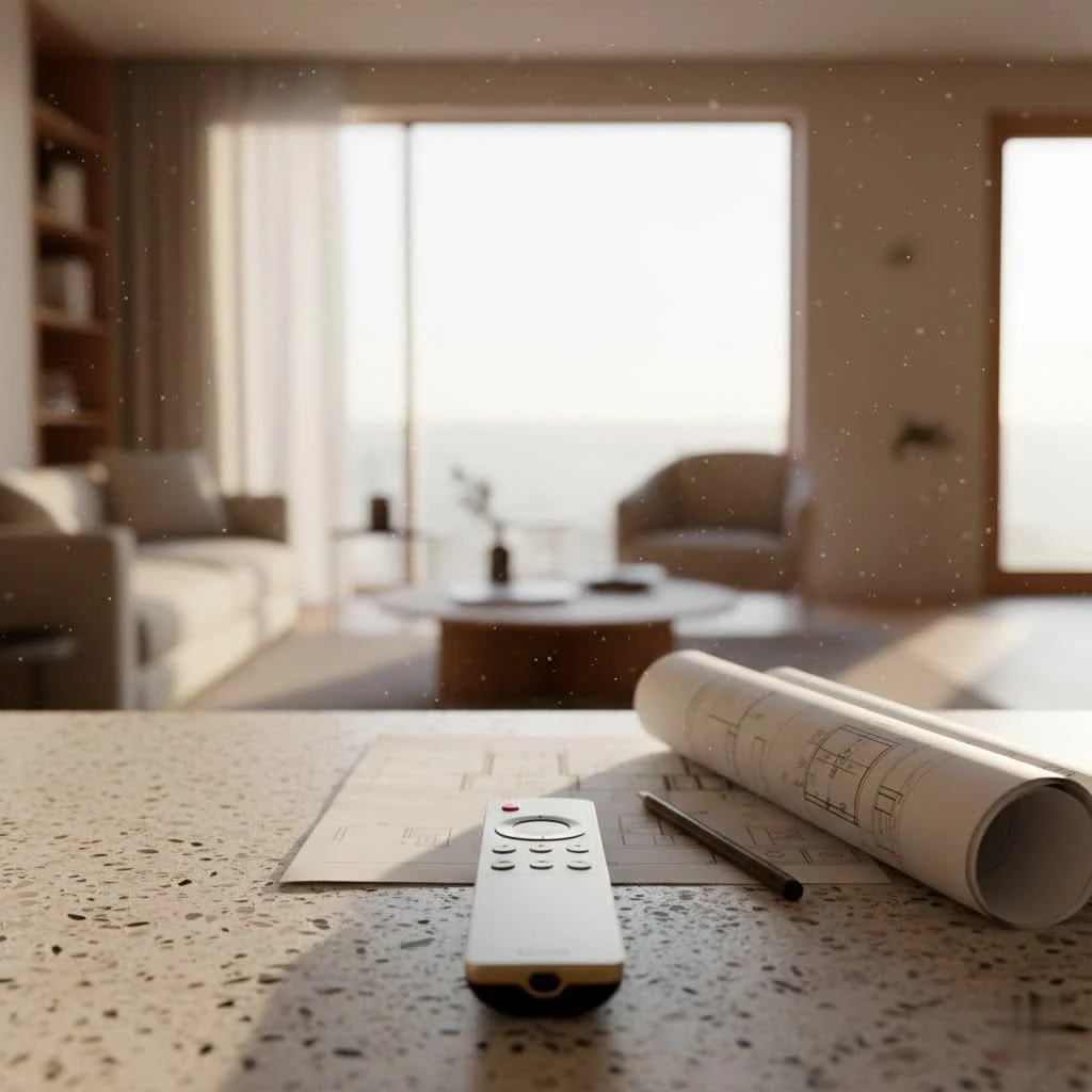 One For All universal remote control on a coffee table